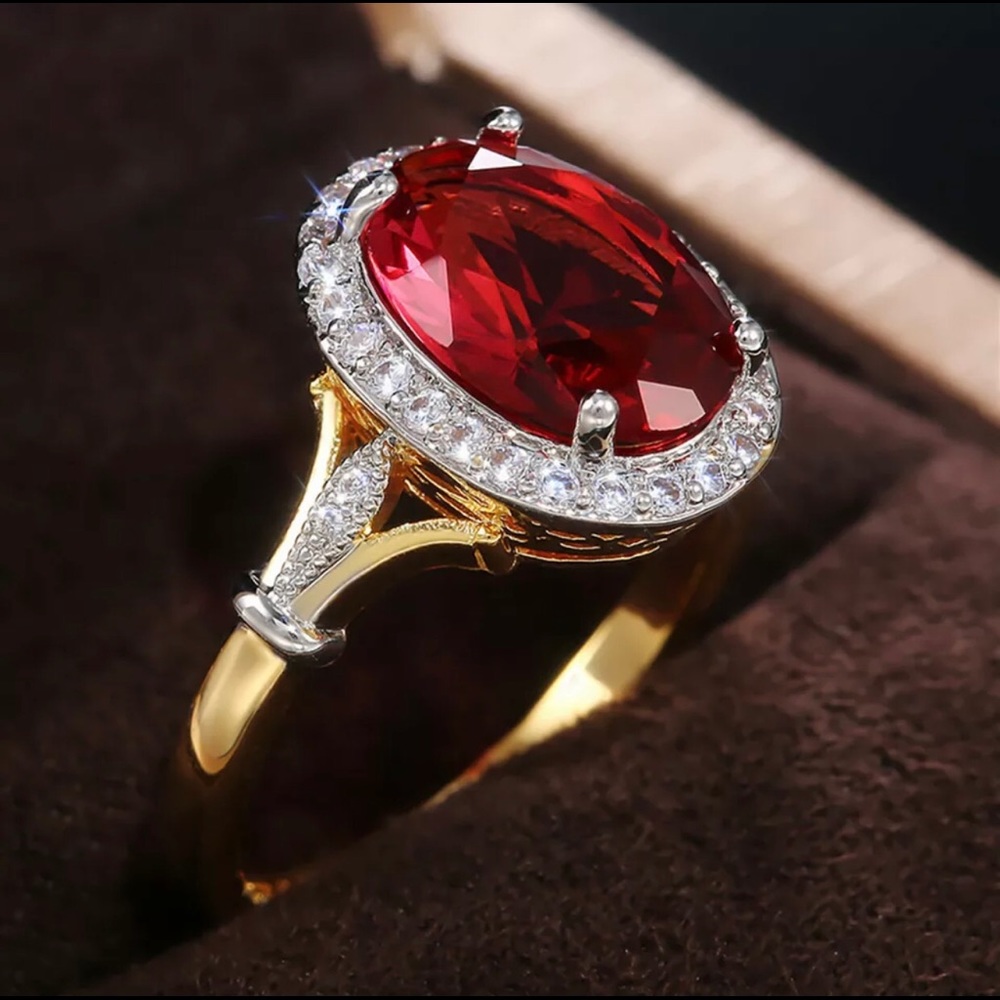 18kt Gold Plated Ruby Ring - Picture 3 of 10